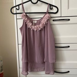 Flowy cami w/ floral appliqué